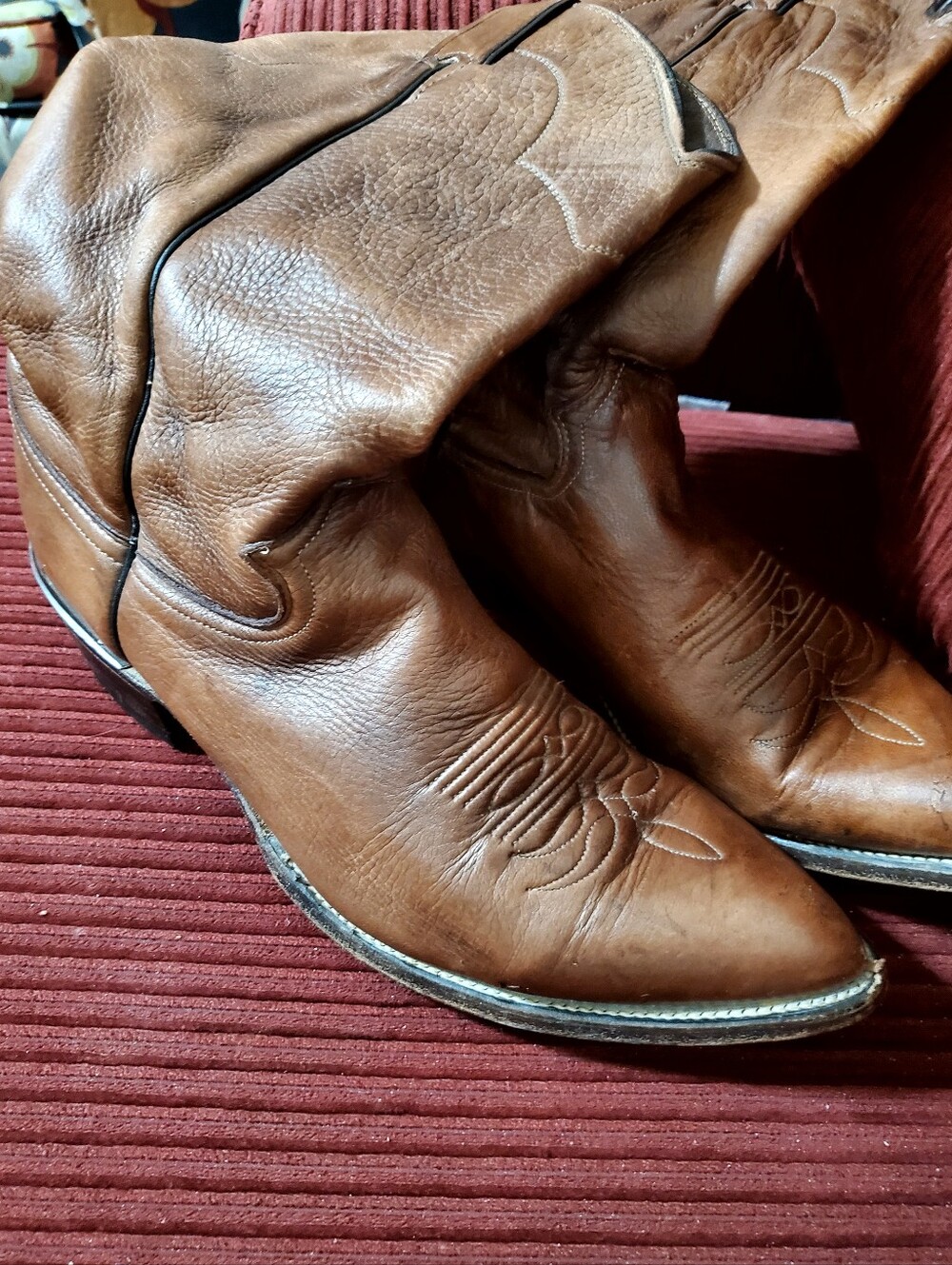 Justin Heritage Men's Brown Leather Registered 60s USA Western Cowboy Boots 10D